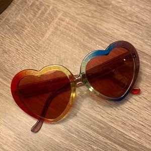 Rainbow happy hour hearts sunglasses